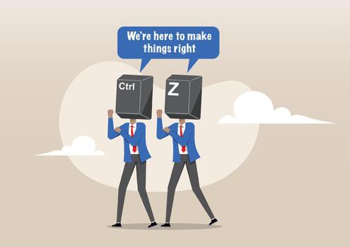 Ctrl Z Undo Team Fixing Mistakes and Making Things Right Concept vector