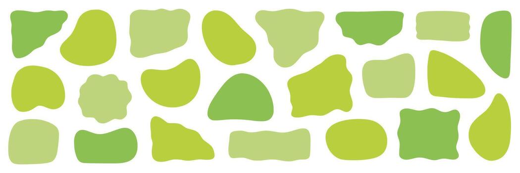 resumen orgánico forma redondo formas colocar. verde color líquido orgánico gota curva forma cifra. resumen líquido burbuja, ondulado diferente forma. suave redondo oval modelo antecedentes. vector