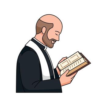 Flat Icon of Priest Reading Scripture vector