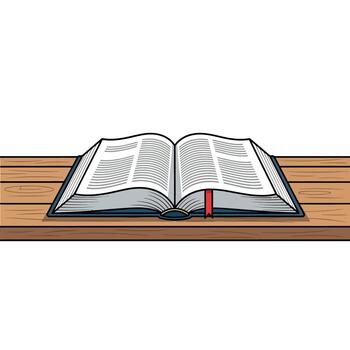 Flat Icon of an Open Book on a Table vector