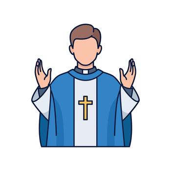 Priest blessing with hands in flat style vector