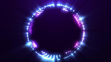 abstrakt lysande sfär sammansatt av partiklar, prickar, och vågor, en digital teknologi och atom- vetenskap bakgrund. sömlös slinga video