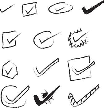 Collection of various check mark designs isolated on transparent background, perfect for indicating task completion vector