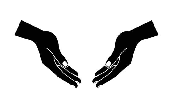 Simple illustration of two open hands symbolizing care and support vector