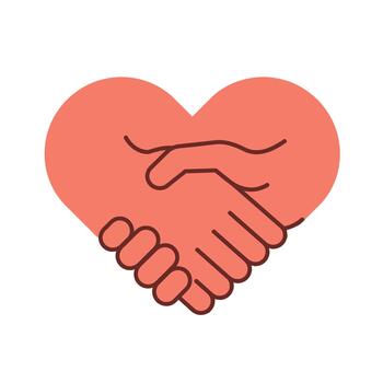 Heart-shaped handshake symbol of unity, teamwork, and support for community vector