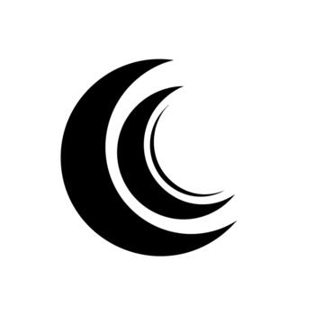 Abstract crescent moon design with layered curves and minimalist style. vector