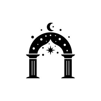 místico arco con celestial elementos. vector