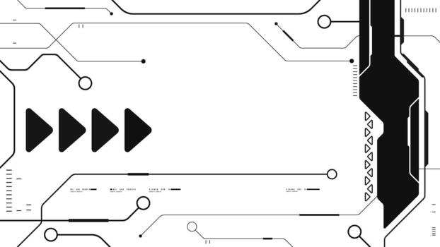 cyberpunk horizontal negro y blanco antecedentes Hola tecnología circuito tablero conexión sistema. vector