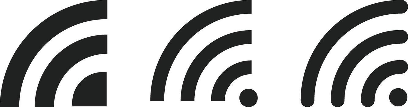Wifi Icon Set. Wireless Network Symbol Collection for Wi-Fi and Internet Signal Indicators, Digital Connectivity and Online Access Sign vector