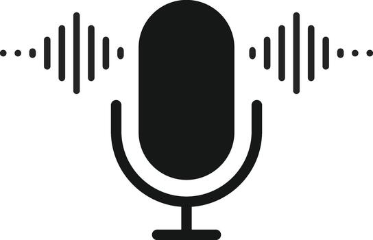 Microphone Icon with Sound Wave Symbol. Voice Recording and Audio Input Interface for Audio Control, Podcast Creation and Speaking Broadcast Symbol vector