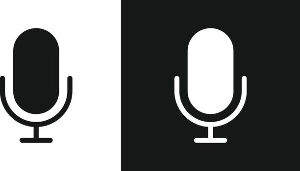 Microphone Icon Set. Voice Recording and Audio Input Symbols for Vocal Studio, Audio Monitoring and Podcast Broadcast Interface vector