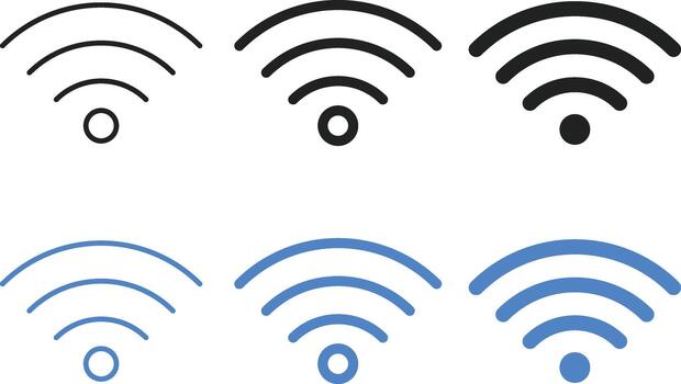 Wifi Icon Set. Wireless Network Symbol Collection for Wi-Fi and Internet Signal Connectivity and Online Connection Sign vector