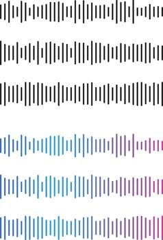 Sound Wave Icon Set. Audio Wave and Music Frequency Symbols for Audio Control Panel, Equalizer Interface and Voice Recording Waveform vector