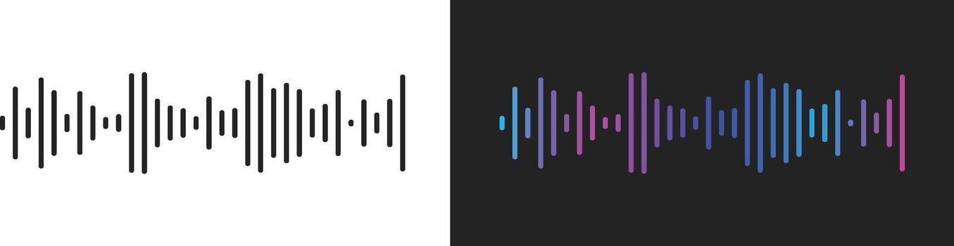 Sound Wave Icon Set. Audio Wave and Music Frequency Symbols for Voiceover Recording, Volume Adjustment and Live Audio Waveform Icons vector