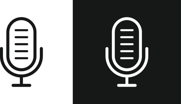 Microphone Icon Set. Voice Recording and Audio Input Symbols for Voiceover Studio, Podcast Recording and Audio Control Interface vector