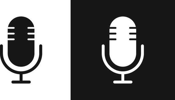 Microphone Icon Set. Voice Recording and Audio Input Symbols for Podcast Voice Capture, Audio Control Panel and Studio Broadcast Interface vector