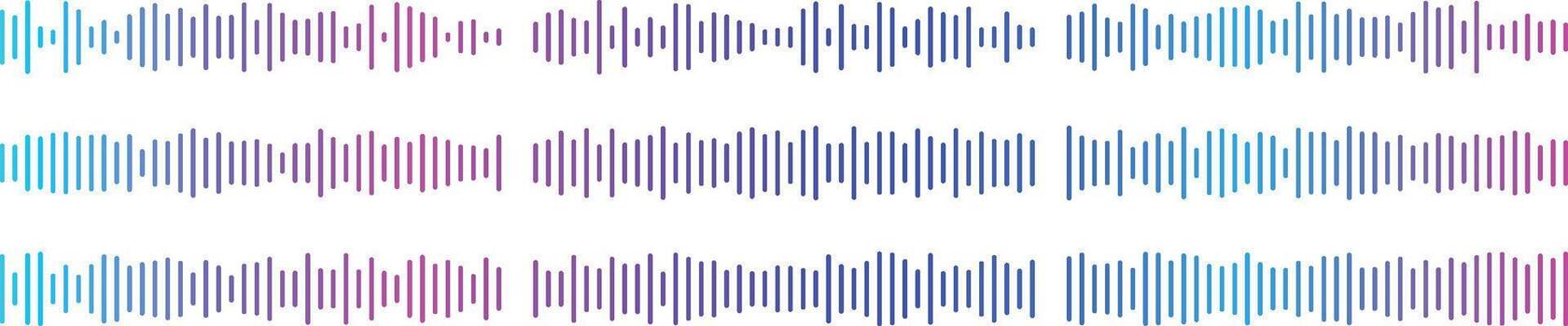 Sound Wave Icon Set. Audio Wave and Music Frequency Symbols for Audio Editing, Equalizer Monitoring and Live Broadcast Waveform Interface vector