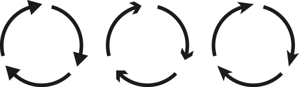 Circle Arrow Set. Circular Arrow Symbol for Refresh, Reload Arrow Icons Collection and Recycle Motion Loop Signs vector