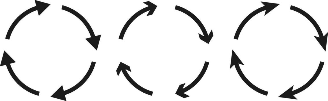 Circle Arrow Set. Circular Arrow Symbol for Refresh, Reload Arrow Icons Collection and Auto Rotation Update Cycle Icons vector