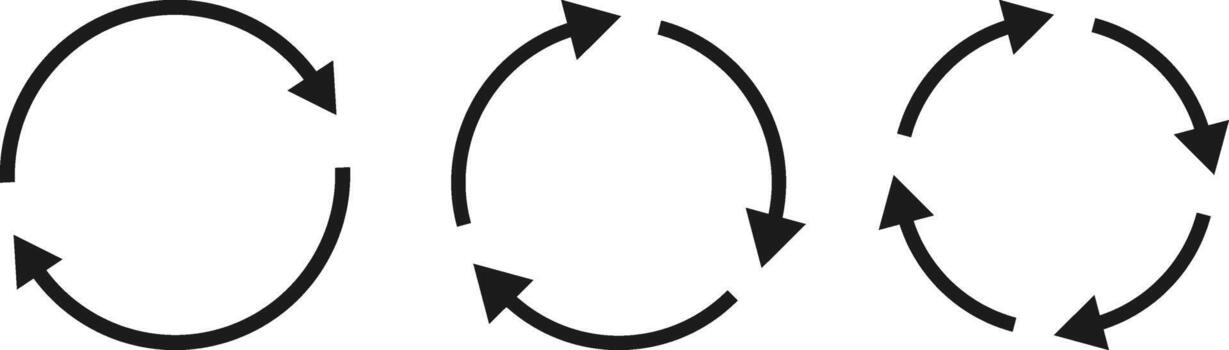 Circle Arrow Set. Circular Arrow Symbol for Refresh, Reload Arrow Icons Collection and Auto Rotation Update Cycle Icon. vector