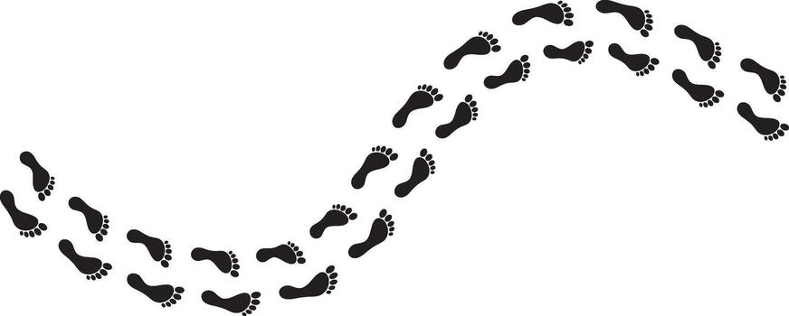 Human Footprints Icon Set. Step Path Foot Prints Symbols for Progress Steps and User Journey Navigation Marks vector
