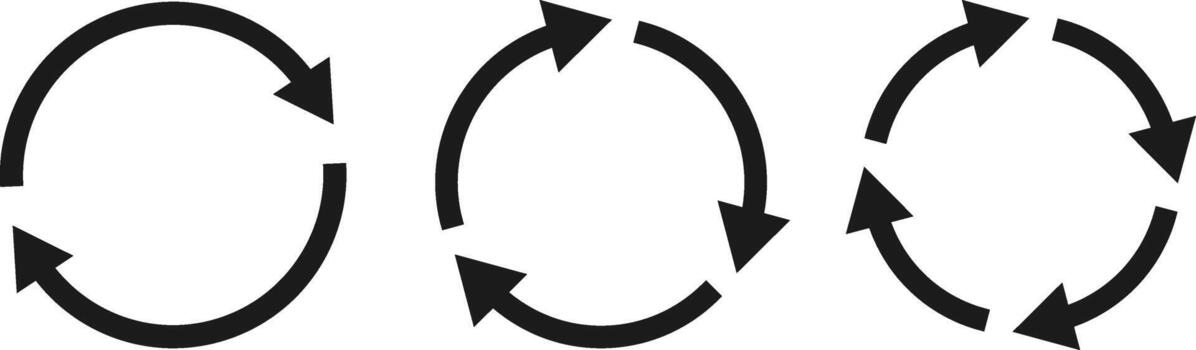 circulo flecha colocar. circular flecha símbolo para actualizar, recargar flecha íconos colección y reciclar movimiento lazo firmar vector