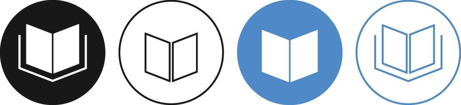 Book Icon Set. Education, Reading, and Knowledge Symbols. Library and E-reader Sign for Learning Management, Storytelling Tools, and Research Resource Icons vector