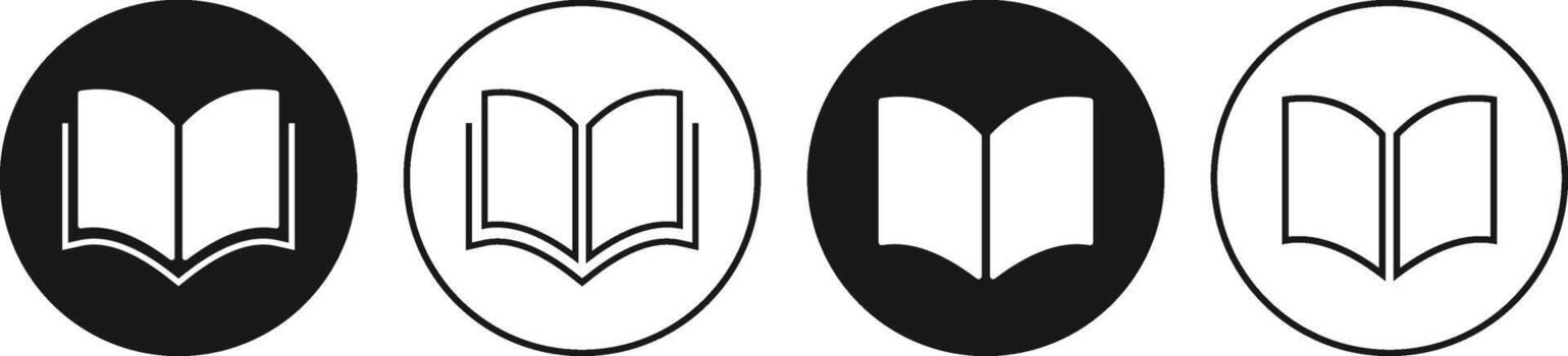 Book Icon Set. Education, Reading, and Knowledge Symbols. Library and E-reader Sign for Digital Education, Academic Content, and Knowledge Sharing Icons vector