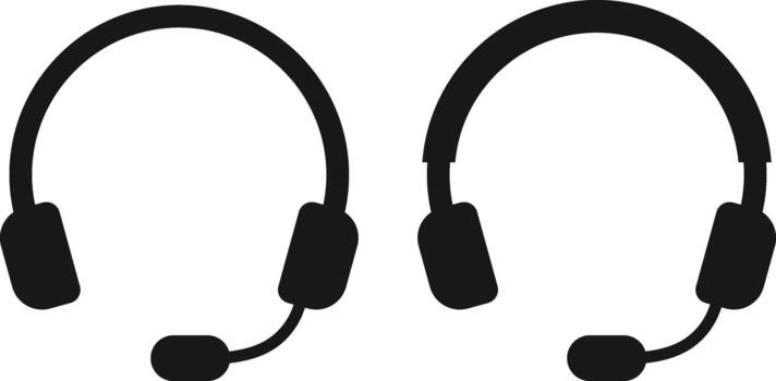 Headphone Icon Set. Headset and Digital Communication Icons Collection. Audio Listening and Music Symbol for Volume Interface, Music Playback and Listening Panels vector