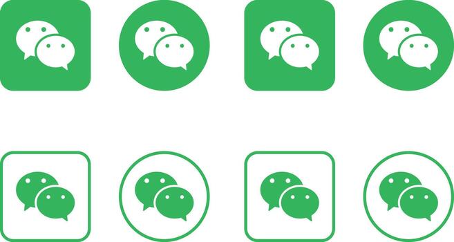 WeChat Logo Icon Set. Messaging App and Social Network Symbols. Instant Messaging and Social Media Collection for Digital Communication and Social Networking vector
