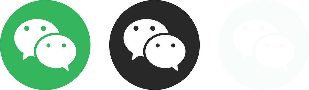 WeChat Logo Icon Set. Messaging App and Social Network Symbols. Instant Messaging and Social Media Collection for Chat Controls, Social Panels and User Tools vector