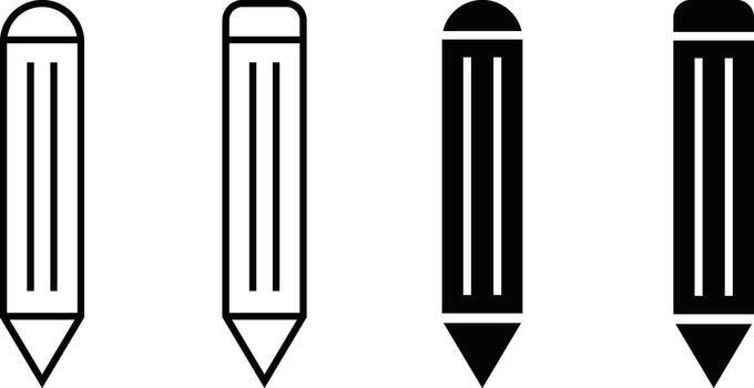 Pencil Icon Set. Edit, Write, and Drawing Symbols. Text Editor, Creative Tool and Sketching Pen Icons for UI Editing, Writing Tools and Creative Work vector