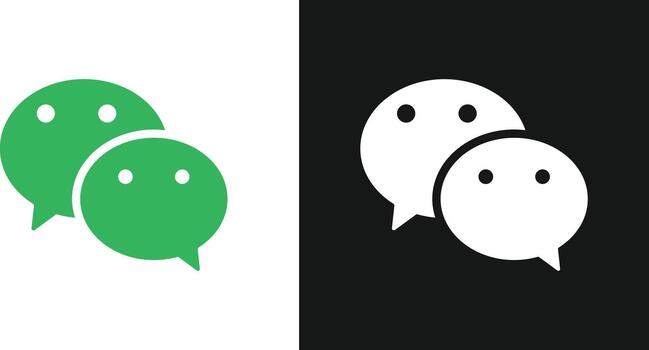 wechat logo icono colocar. mensajería aplicación y social red simbolos instante mensajería y social medios de comunicación colección con interactivo charlas, contactos y momentos vector