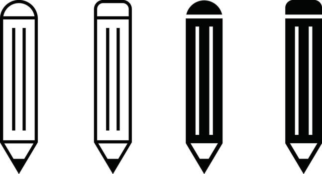 Pencil Icon Set. Edit, Write, and Drawing Symbols. Text Editor, Creative Tool and Sketching Pen Icons for Illustration, Drafting and Content Editing. vector