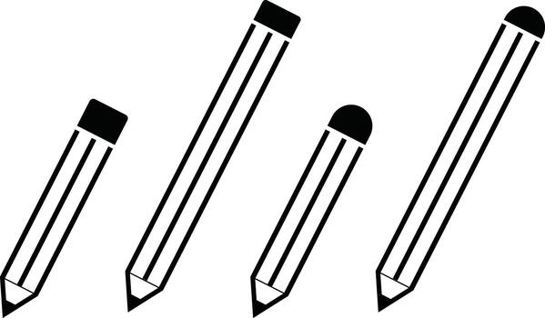 Pencil Icon Set. Edit, Write, and Drawing Symbol. Text Editor, Creative Tool and Sketching Pen Icons for Note Taking and Design Tasks vector