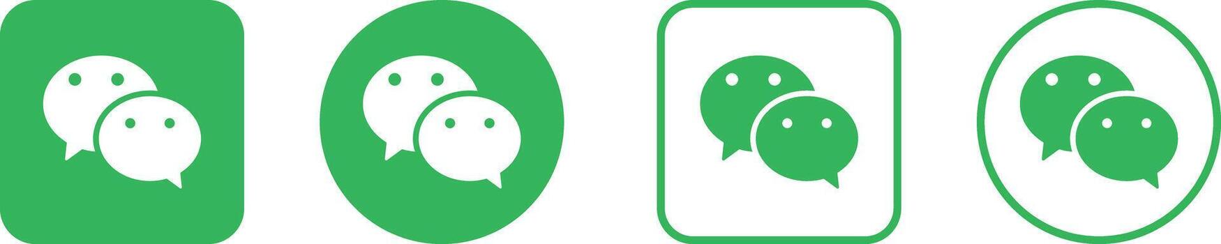 WeChat Logo Icon Set. Messaging App and Social Network Symbols. Instant Messaging and Social Media Collection with Social Contacts, Sharing Tools and Messaging vector