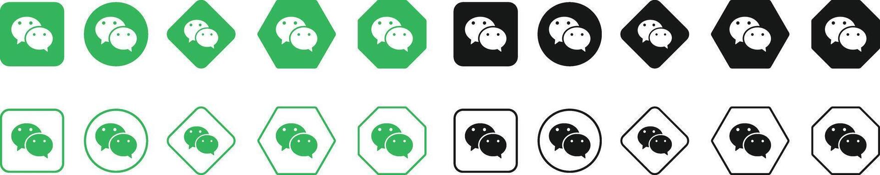 WeChat Logo Icon Set. Messaging App and Social Network Symbols. Instant Messaging and Social Media Collection. vector