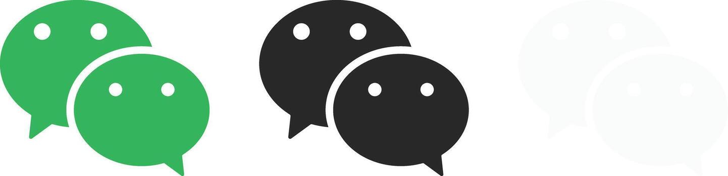 WeChat Logo Icon Set. Messaging App and Social Network Symbols. Instant Messaging and Social Media Collection with Chat Windows, Contacts and Interaction Tools vector