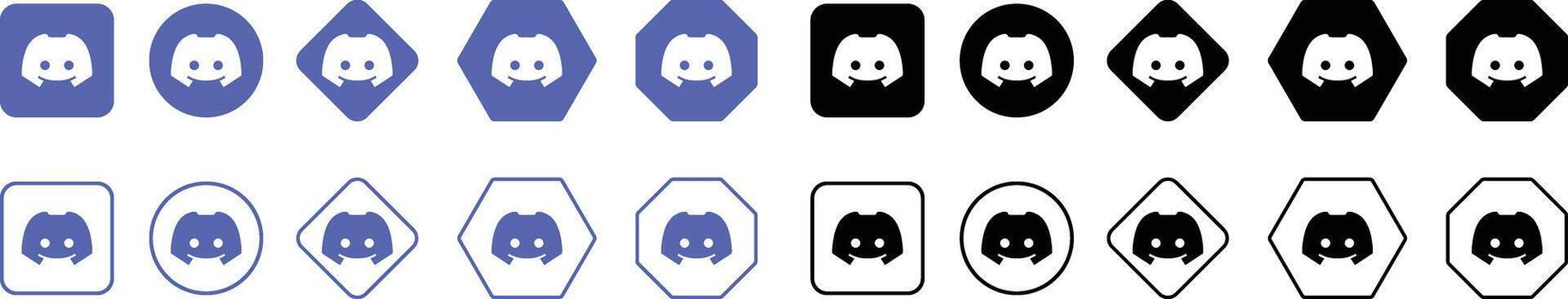 Discord Logo Icon Set. Voice Chat and Online Community Symbols. Messaging Dashboard, Gaming Collaboration Tools and Digital Server Icons Collection. vector
