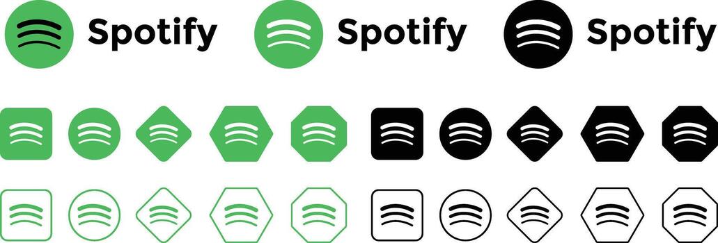 Spotify logo icono colocar. digital música control S, corriente botones y sonido interfaz vector