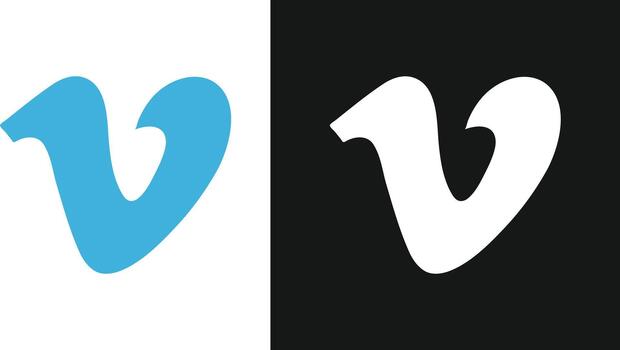 Vimeo Logo Icon Set. Online Hosting Platform, Interface and Player Symbols vector