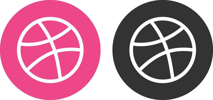 Dribbble Logo Icon Set. Digital Design Community Hub and Creative Portfolio Marks. Online Visual Showcase and Modern Design Presentation Icons Set vector