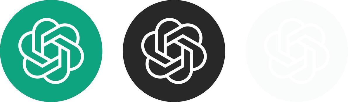 ChatGPT Logo Icon Set. Conversational AI and Chatbot Symbols for Smart Dialogue System, AI Response Tool and OpenAI Chat Sign vector