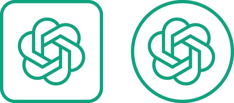 ChatGPT Logo Icon Set. Conversational AI and Chatbot Symbols. OpenAI App and Artificial Intelligence Chat Sign vector