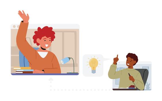 niños estudiando de forma remota, niños aprender clases a hogar escuela, web aprendizaje electrónico, conocimiento concepto con colegiales vector