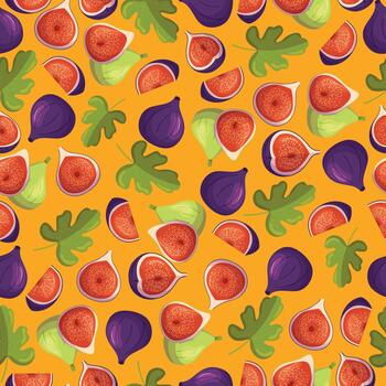 Seamless Pattern Featuring Figs On Yellow Background, Motif For Design Projects As Textiles, Wallpaper, Wrapping Paper vector