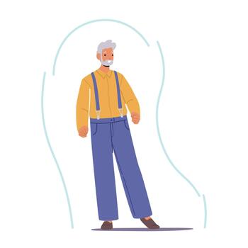 Senior Man Inside Of Strong Immunity Shield, Signifying Robust Health And Secure Immune System Illustration vector