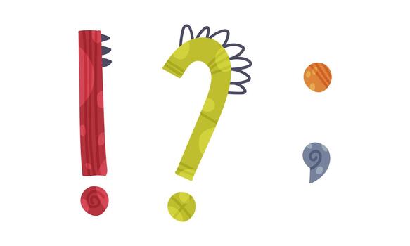 Dino Exclamation and Question Mark with Spikes as Punctuation Sign Set vector