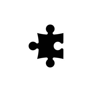 Single Black Puzzle Piece on White Background, Game, ProblemSolving, Connection Concept vector