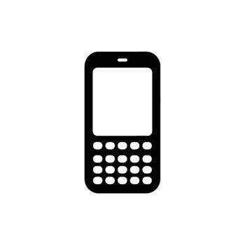 Feature Phone Icon Black and White, Cellular Device with Physical Keypad Illustration vector